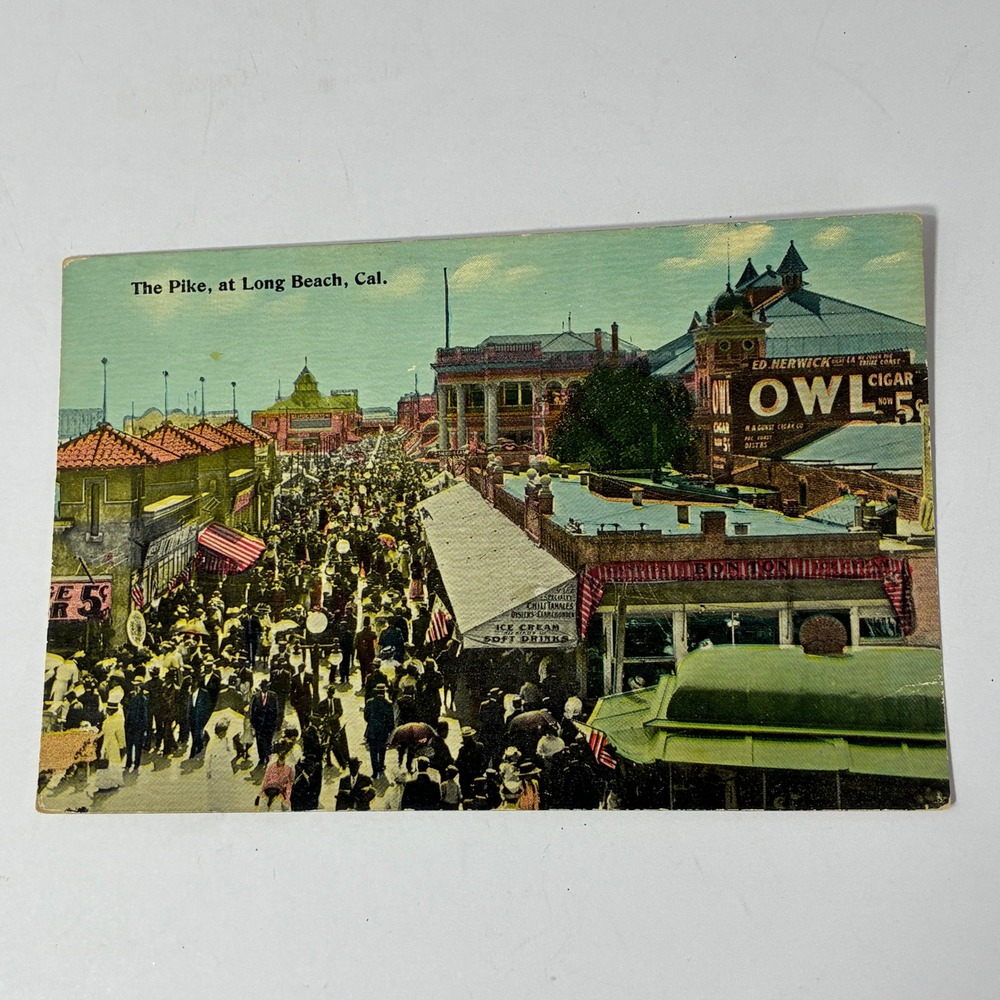 VTG The Pike Long Beach California Postcard Tichnor Bros Unposted
